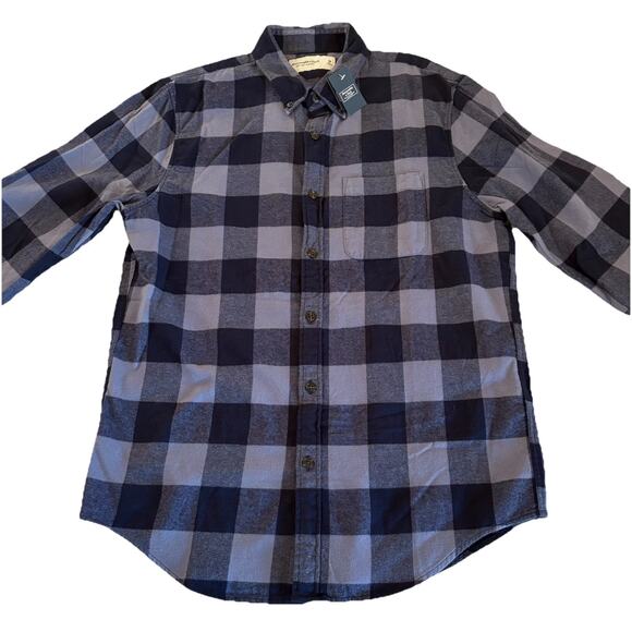 NWT Abercrombie & Fitch Soft AF Flannel Men's Blue Plaid Button Down Size Medium - Picture 3 of 11